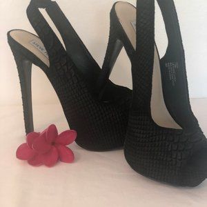 Steve Madden Black Open Toe Sling Back Heels, 7.5
